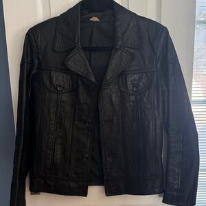 Vintage Men's Black Leather Jacket